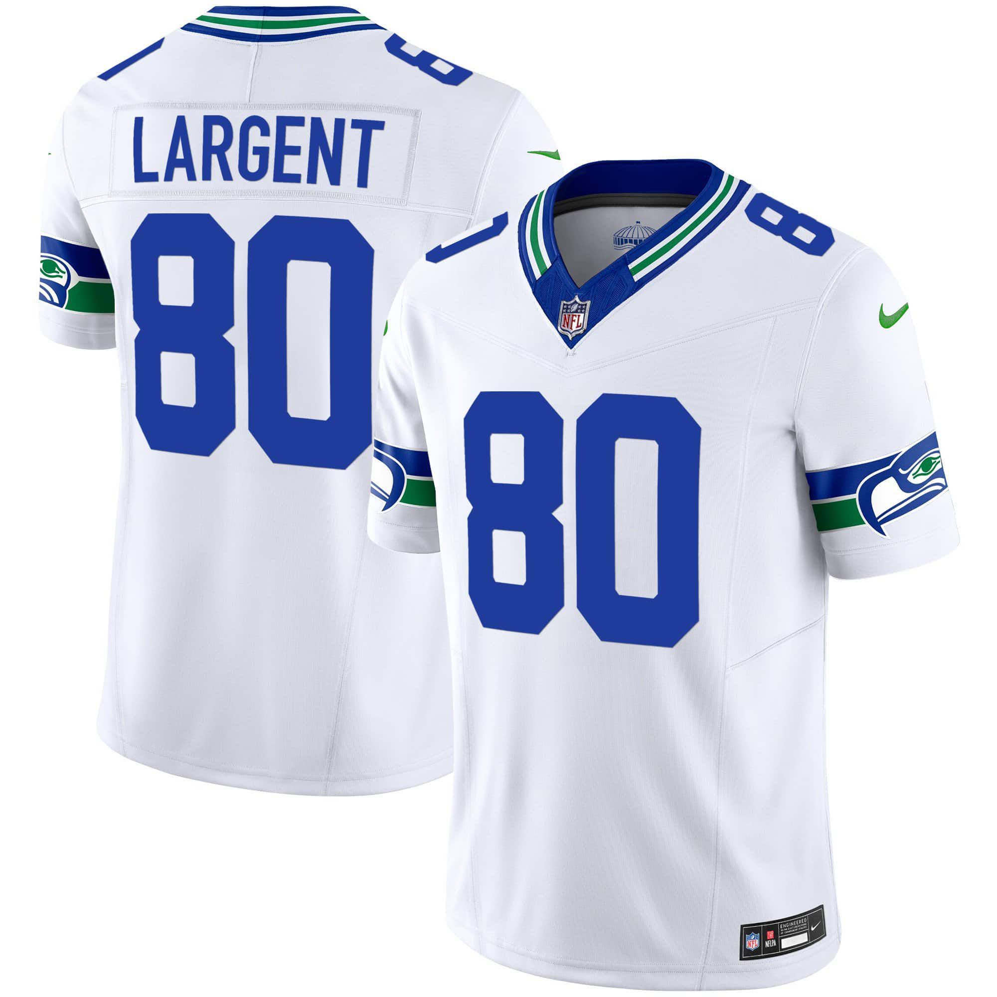 Men Seattle Seahawks 80 Largent White 2024 Nike Throwback Vapor Limited NFL Jersey